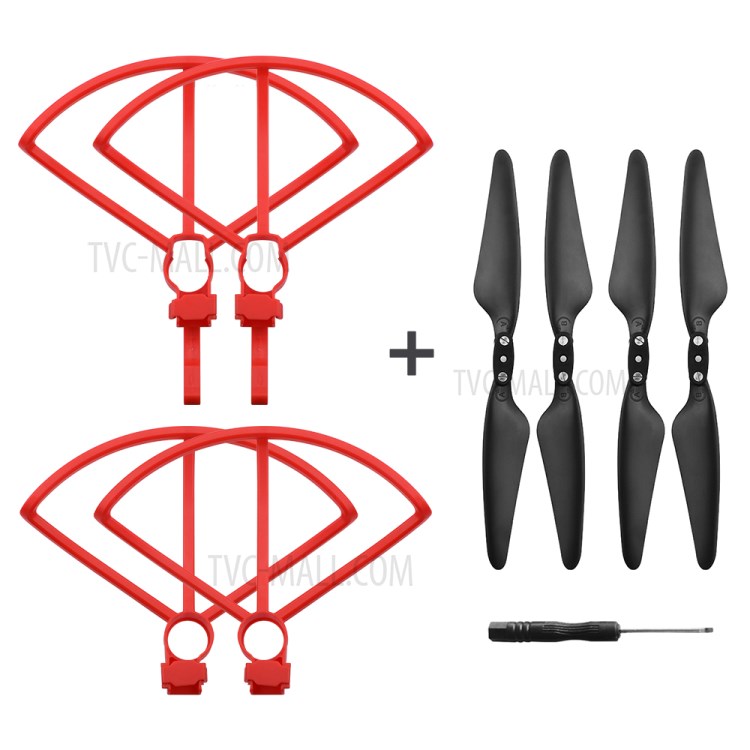 2 Pair Protection Rings + Propellers for HUBSAN ZINO H117S - Red/Black-7
