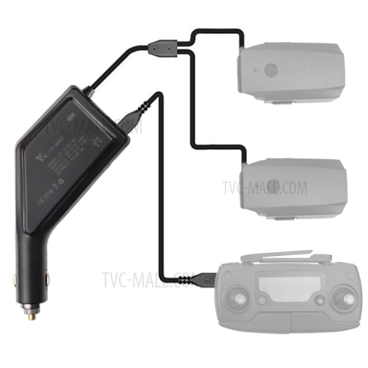 3-in-1 Dual-Battery Car Charger Safe Fast Remote Controller Outdoor Charging Intelligent with USB Port for DJI Mavic Pro-2