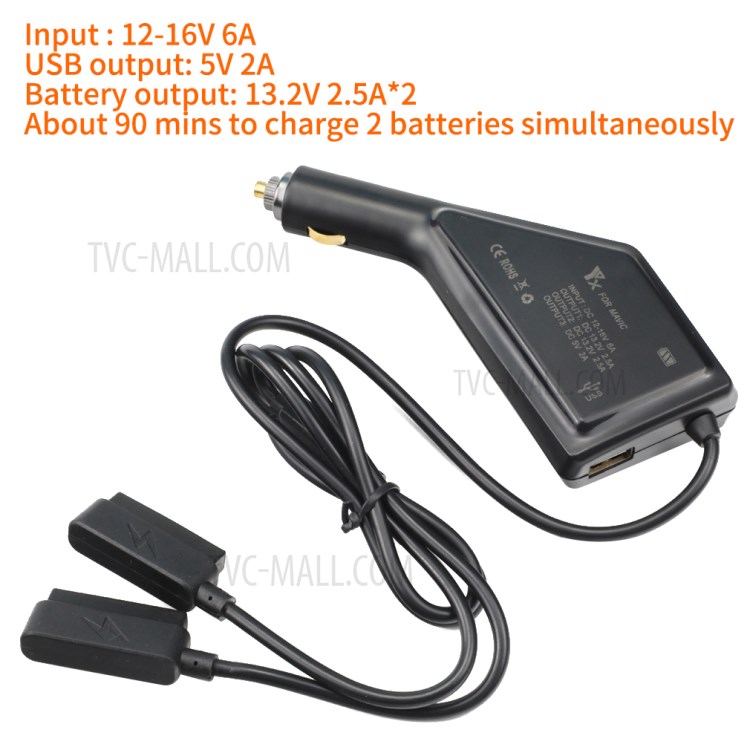 3-in-1 Dual-Battery Car Charger Safe Fast Remote Controller Outdoor Charging Intelligent with USB Port for DJI Mavic Pro-4