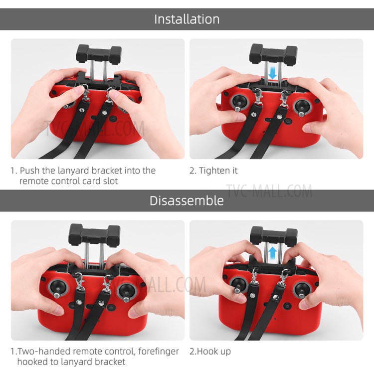Remote Controller Double Hook Bracket with Strap & Silicone Protective Sleeve for Mavic Air 2-5