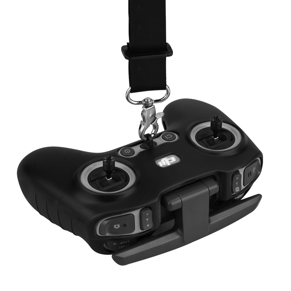 EWB8494_2+max2473 Soft Silicone Sleeve Anti-scratch Protective Cover with Lanyard for DJI FPV Combo Remote Controller - Black+Black-5