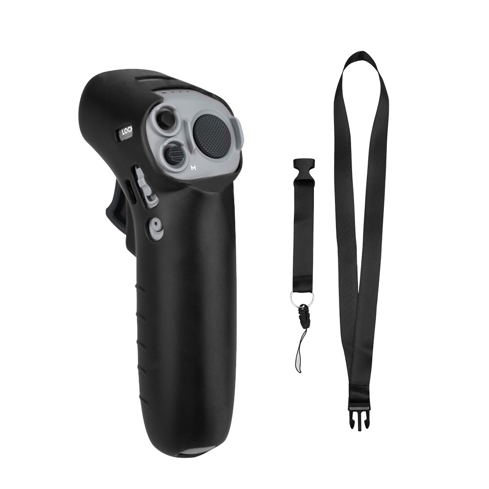 EWB8493_1+FL7395 Anti-scratch Silicone Sleeve Protective Cover with Lanyard for DJI FPV Combo Motion Controller - Black+Black-1