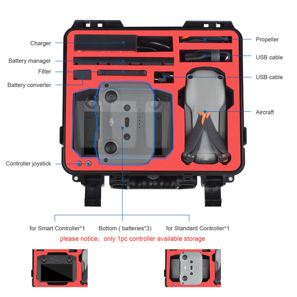 Startrc Portátil à Prova D'água à Prova D'água Portátil Caixa de Armazenamento de Estojos Para Acessórios de Drones DJI Air 2S-15