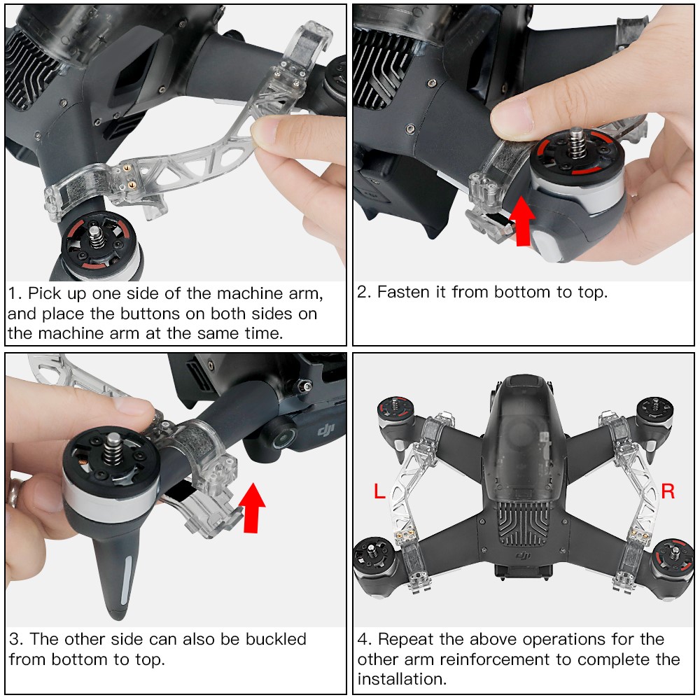 1 Pair RCSTQ Drone Arm Bracers Aircraft Arm Reinforcement Protector for DJI FPV-9