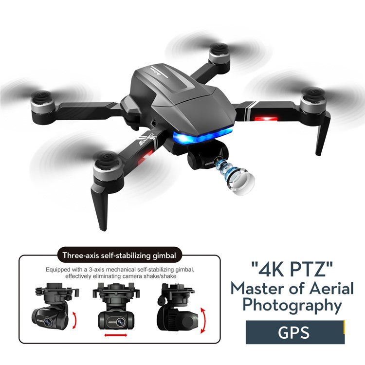 LSRC LSRC-S7S Sentinels GPS 5G Wifi FPV 4K HD Plegable RC Drone 3 Ejes Gimbal 28 Minutos Tiempo de Vuelo Control Remoto Quadcopter Juguete Con 3 Baterías-2