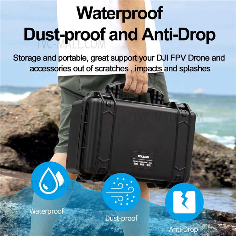 TELESIN DJ-BAG-013 Portable Waterproof Shockproof Dustproof Storage Box Tote Carrying Case for DJI FPV Drone Accessories-5