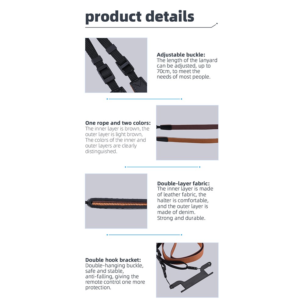 ZZCP8764 Dual-color Lanyard Necking Hanging Strap for DJI Mavic 2/Pro/Mini/Air/Spark Remote Control - Black-9