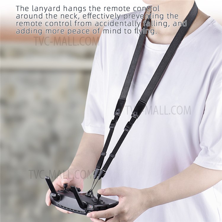 ZZCP8767 For DJI Mavic 2/Pro/Mini/Air/Spark Remote Control Lanyard Neck Strap with Bracket - Black-8