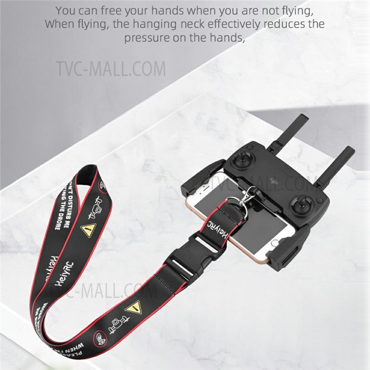 ZZCP8768 Lanyard Neck Strap with Hook Bracket for DJI Mavic 2/Pro/Mini/Air/Spark Remote Control - Black/Red Edge-4