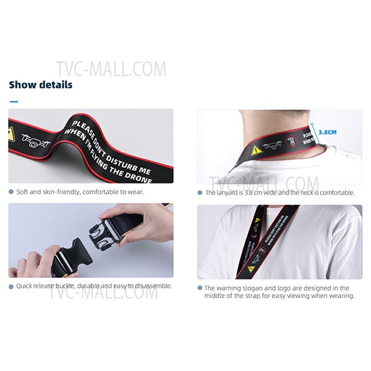 ZZCP8768 Lanyard Neck Strap with Hook Bracket for DJI Mavic 2/Pro/Mini/Air/Spark Remote Control - Black/Red Edge-5