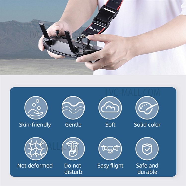 ZZCP8768 Lanyard Neck Strap with Hook Bracket for DJI Mavic 2/Pro/Mini/Air/Spark Remote Control - Black/Red Edge-9