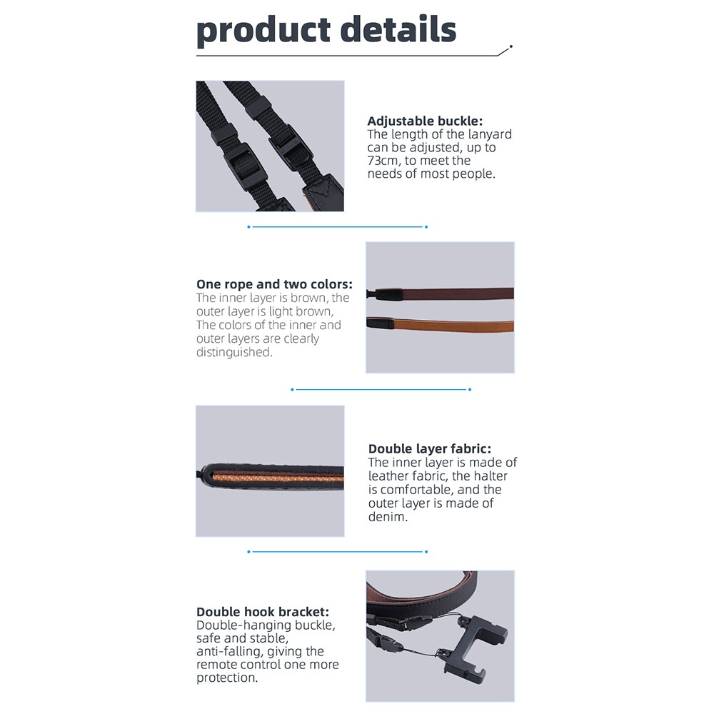 UTAIDU EWB8665_2+EWB7559_1 Dual-Color Strap Lanyard + Silicone Sleeve Protector for DJI Mavic Air 2/Air 2S/Mini 2 Remote Control - Black-8