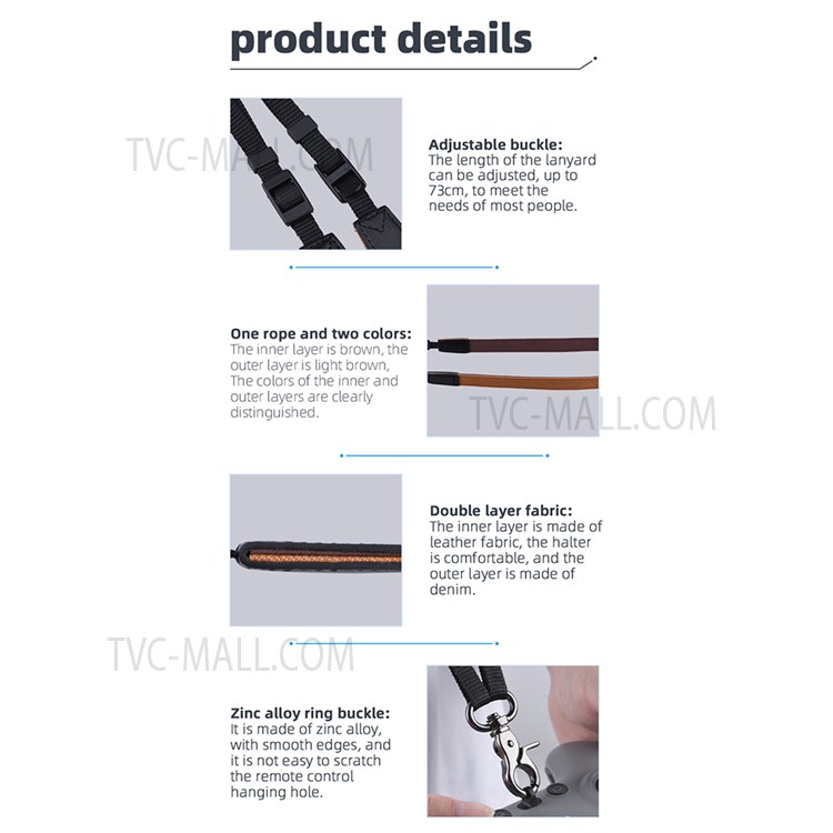 UTAIDU EWB8664 Dual-color Neck Lanyard Strap for DJI FPV Drone - Black-11