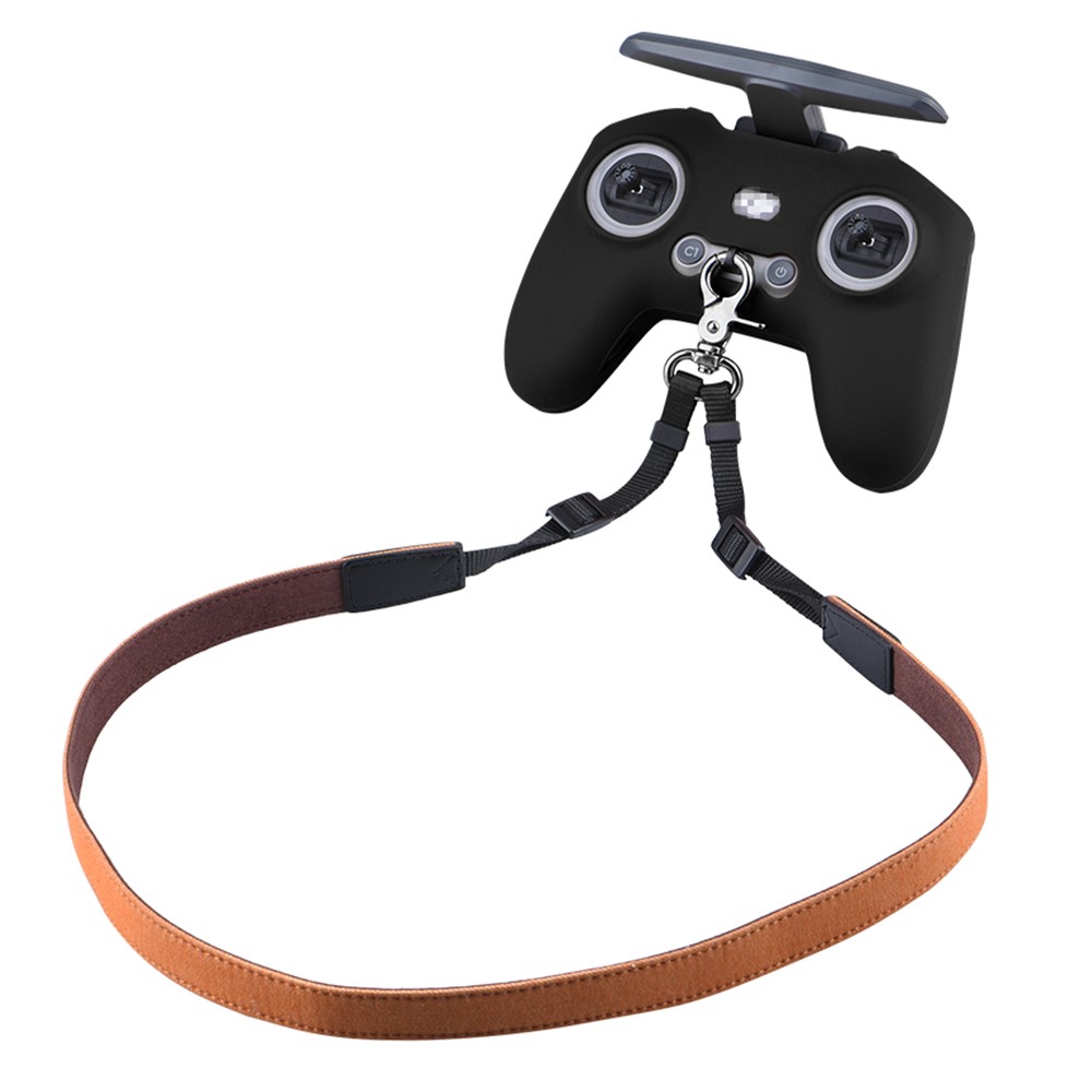 UTAIDU EWB8664_2+EWB8494_2 For DJI FPV Remote Control Lanyard Strap + Silicone Sleeve Protective Cover - Black-2