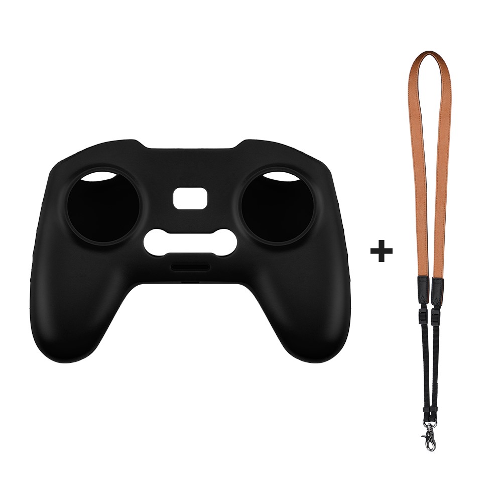 UTAIDU EWB8664_2+EWB8494_2 For DJI FPV Remote Control Lanyard Strap + Silicone Sleeve Protective Cover - Black-3