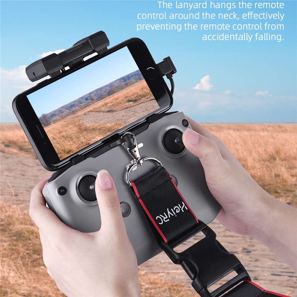 HEIYRC EWB8743 Adjustable Neck Strap Lanyard Shoulder Belt for Mavic Air 2/Air 2S /Mini 2 RC-N1 Remote Controller - Black Red Edge-8