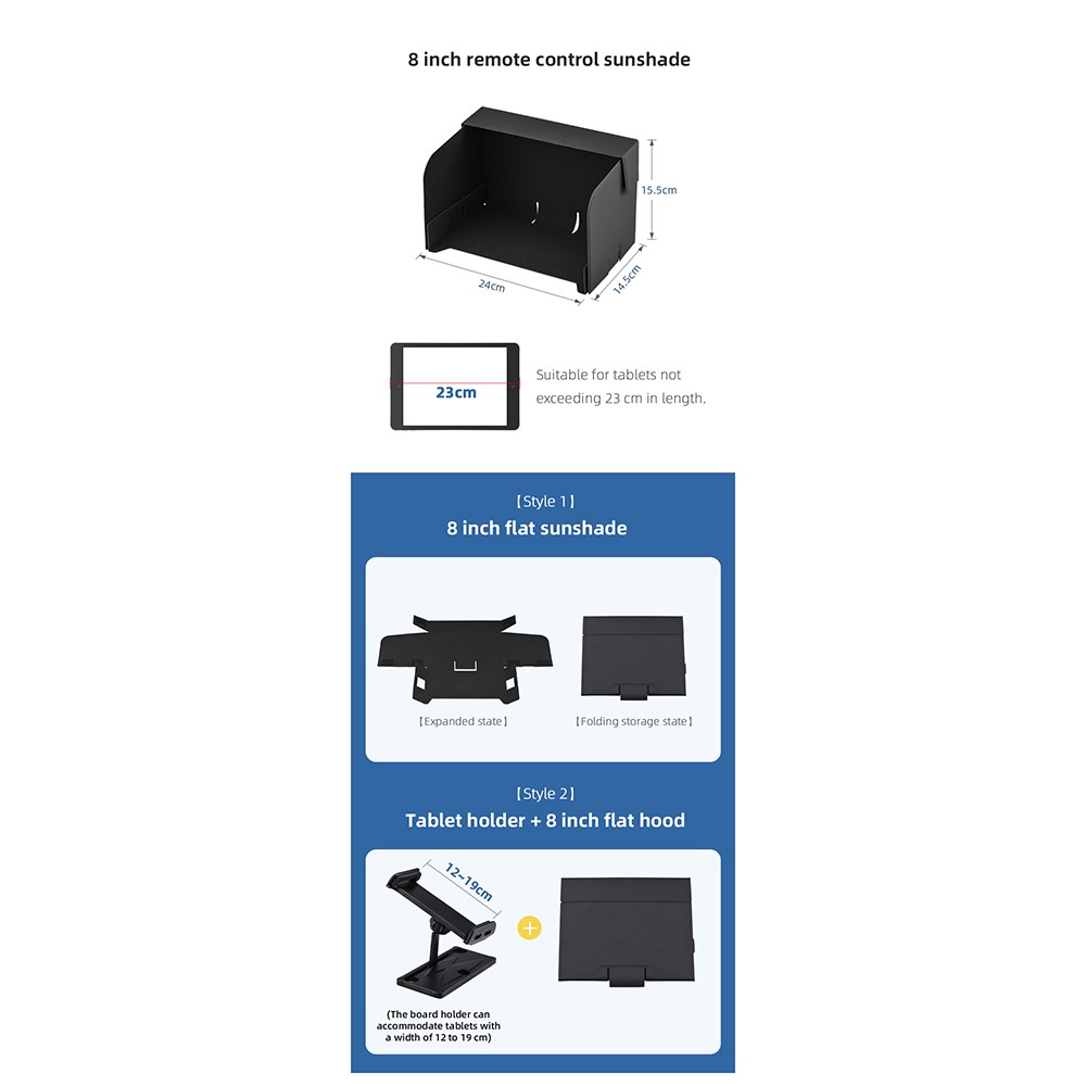 UTAIDU EWB8650 8-inch Tablet Sun Hood Sunshade Controller Accessories for DJI Mavic Air 2/Air 2S/Mini 2-4