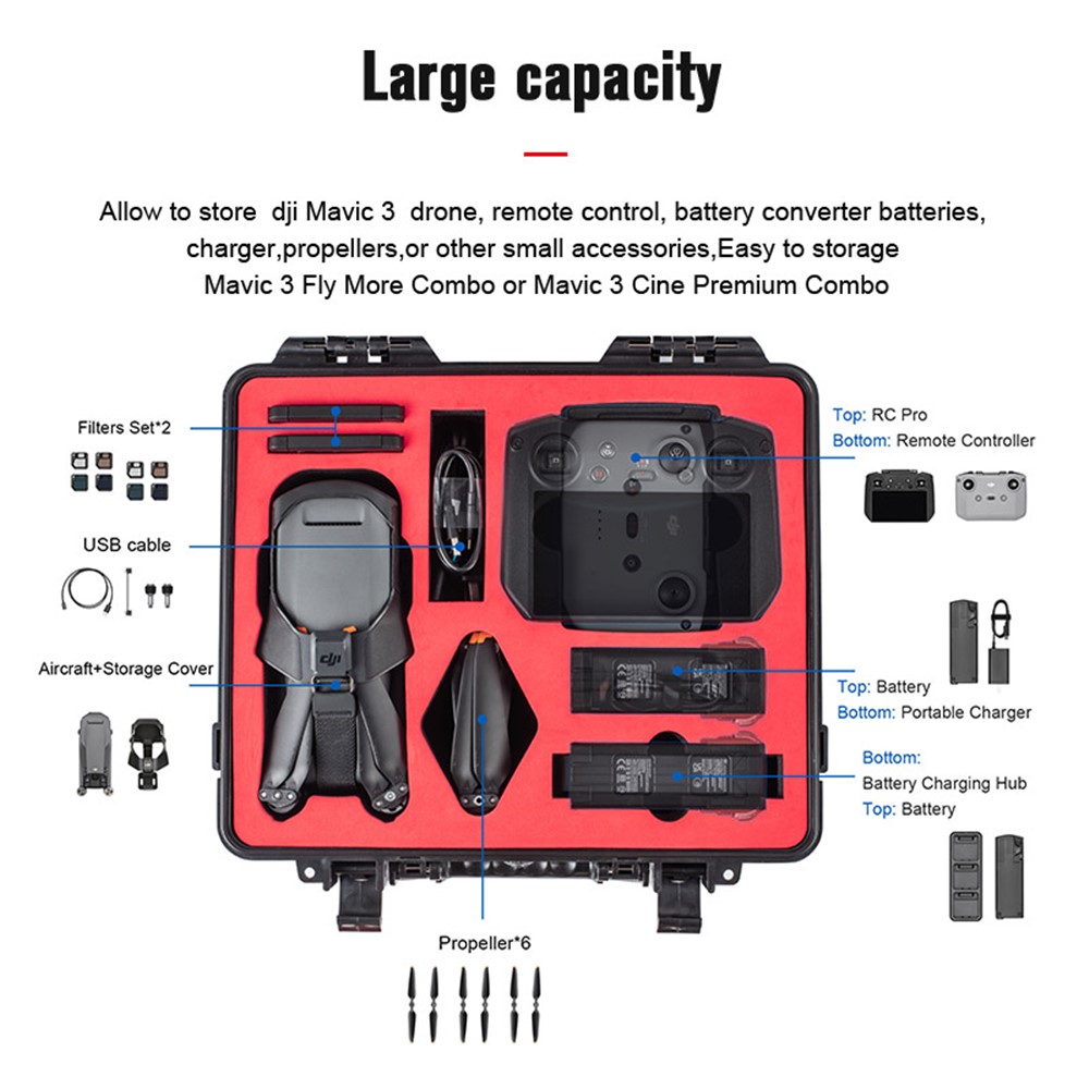 STARTRC 1110290 Portable Waterproof Sealed Storage Box Drop-proof Tote Carrying Case for DJI Mavic 3 Drone Accessories-4
