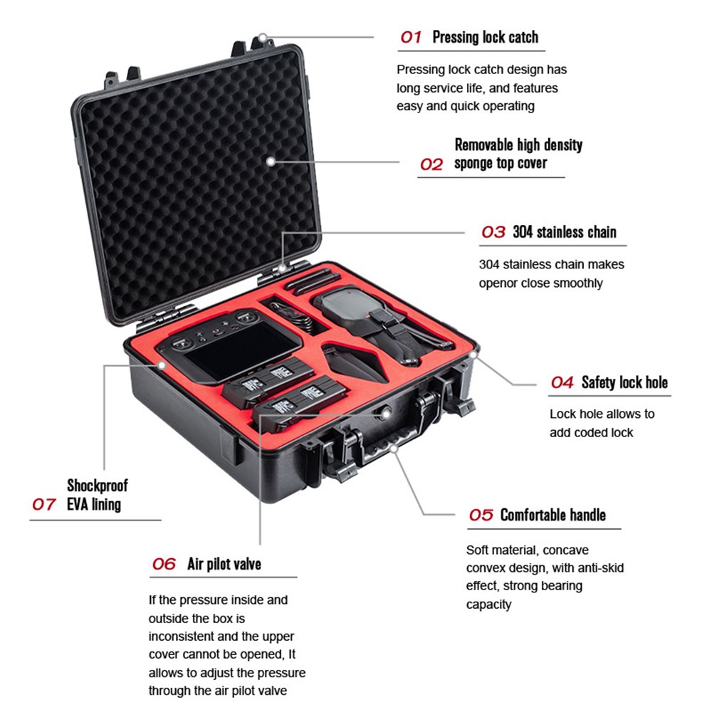 STARTRC 1110290 Portable Waterproof Sealed Storage Box Drop-proof Tote Carrying Case for DJI Mavic 3 Drone Accessories-9
