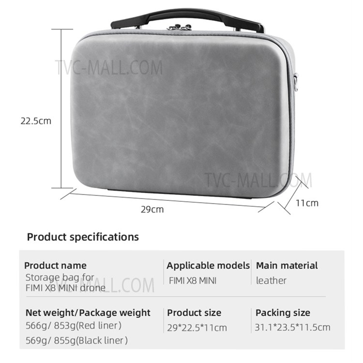 EWB8599 Storage Bag Handbag Carrying Case with Shoulder Strap for FIMI X8 MINI Drone - Red Liner-10