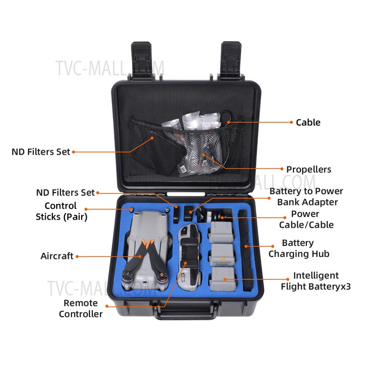 EWB8629 Waterproof Storage Box Hard Shell Travel Carrying Case for DJI Air 2S/Air 2-2