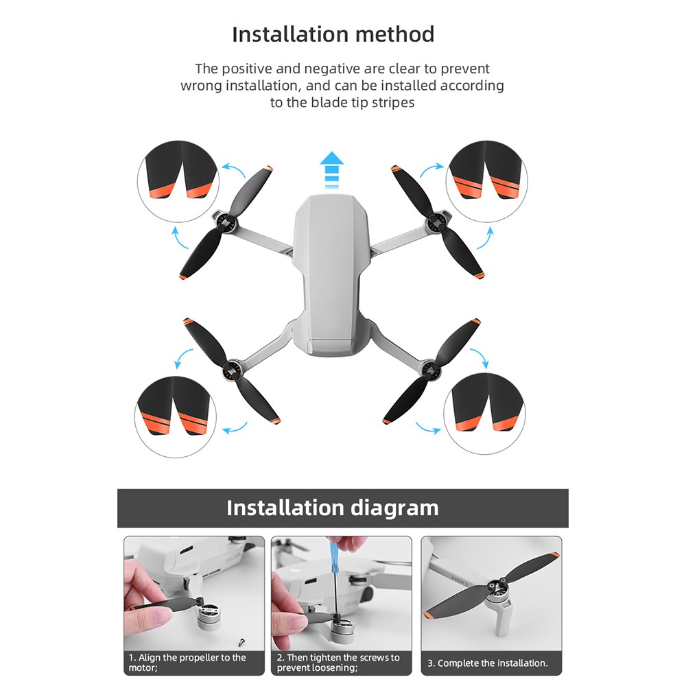 EWB8196_2 EWB8203_2 EWB8204_2 2 Pares Reemplazo de Hélices Props de Cuchillas de Bajo Ruido Para DJI Mavic Mini 2 - Borde Plateado