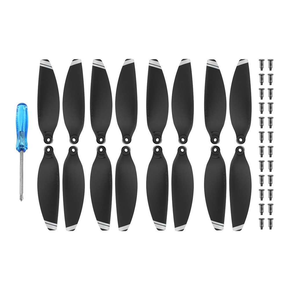 EWB8196_3 EWB8203_3 EWB8204_3 4 Pairs Low-Noise Propeller Replacement for DJI Mavic Mini 2 - Silver Edge-1