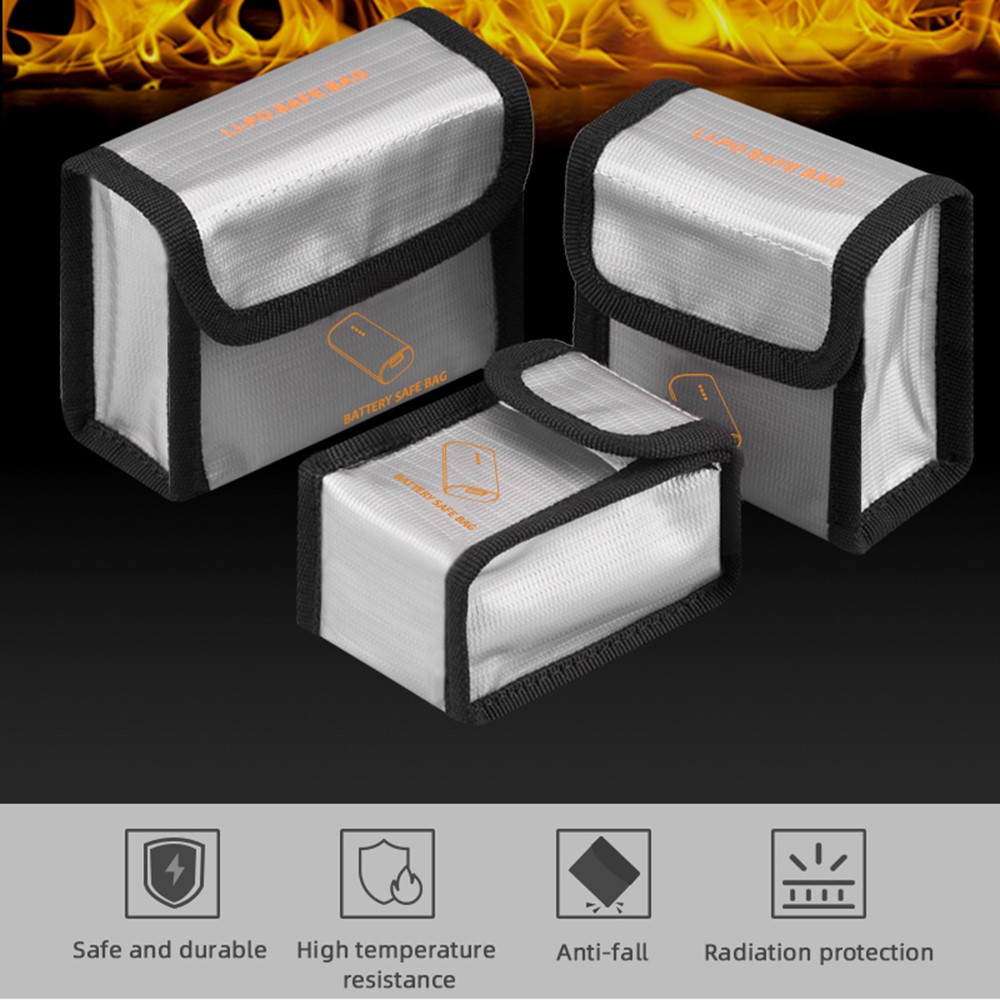 EWB8428_2 EWB8429_2 Explosion-Proof Fire Retardant 2 Battery Bag High-Temperature Storage Box for DJI FPV Combo - Black-5