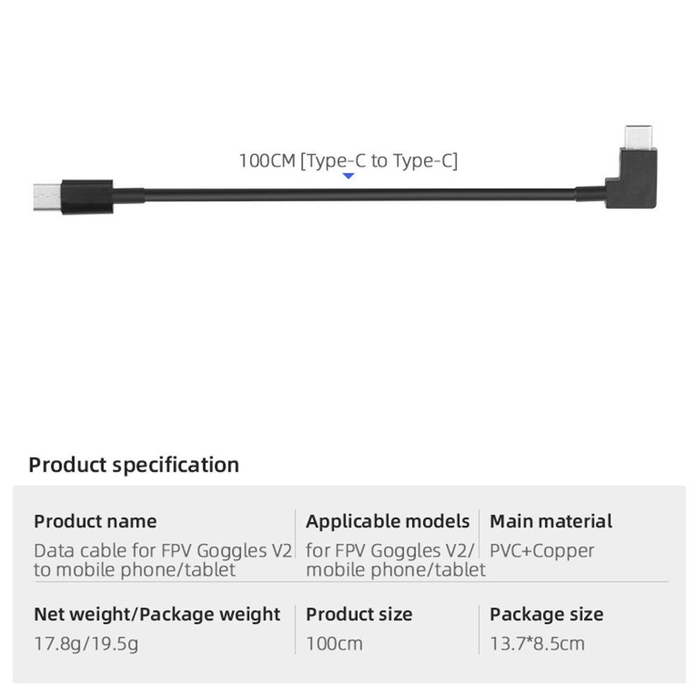 HSP6197 Phone Tablet Data Cable USB Type-C Transmission Date Line for DJI FPV Flight Glasses V2 Goggles Adapter Drone - Type-C to Type-C-8