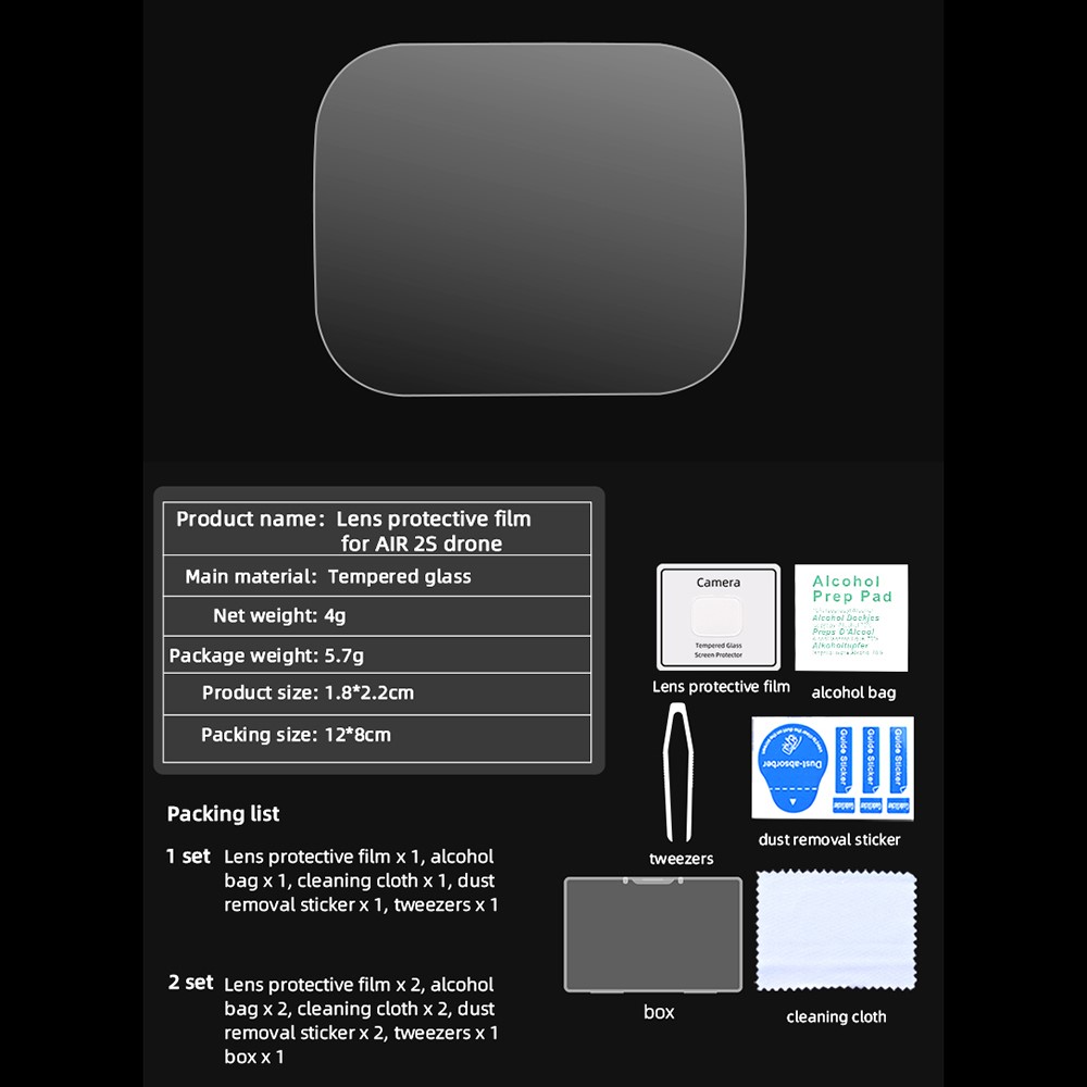 EWB8581_2 2Pcs 9H Hardness Tempered Glass Camera Lens Protector for for DJI Mavic Air 2S-4