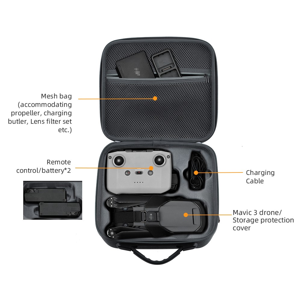 EWB9082 Handbag Storage Bag Carrying Box with Shoulder Strap for DJI Mavic 3 Drone-2