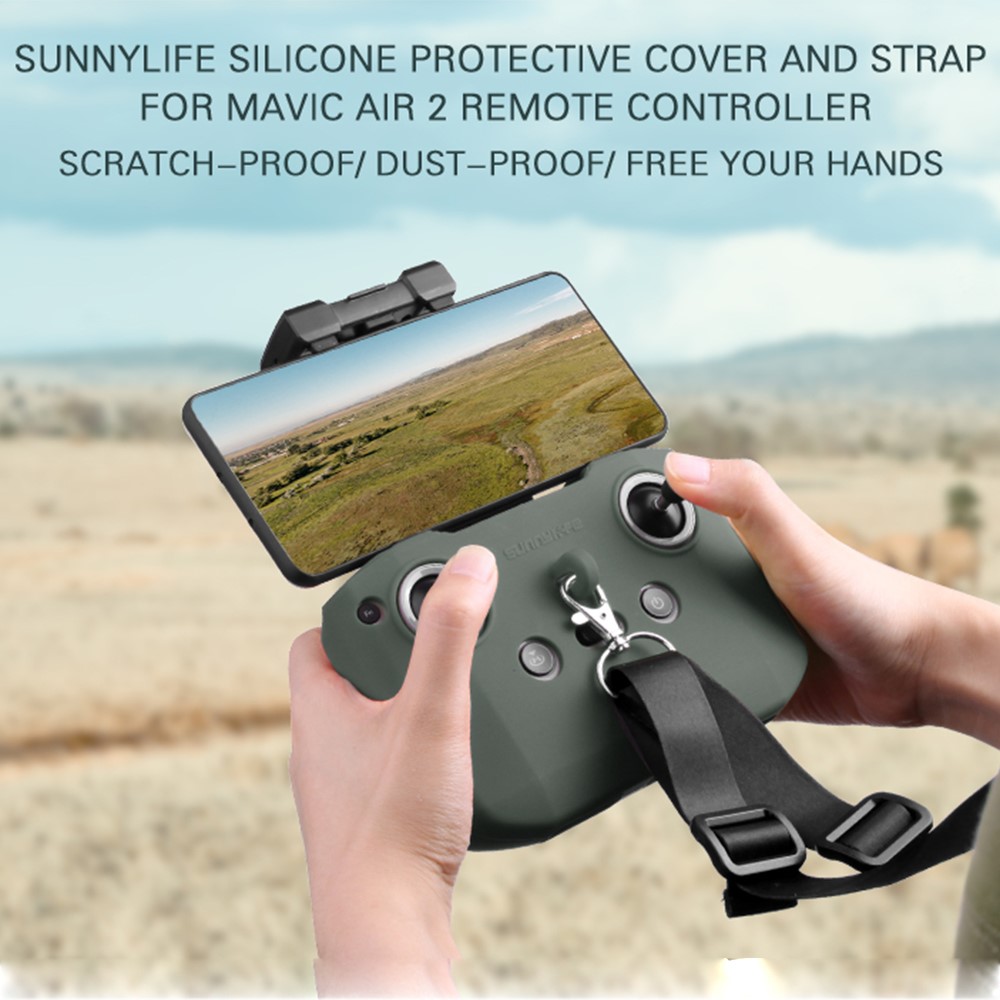 SUNNYLIFE Remote Controller Silicone Cover Protective Sleeve with Strap for DJI Mavic 3/Air 2S/Mavic Air 2/Mini 2 - Black-4