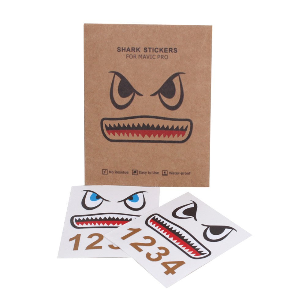 SUNNYLIFE TZ402 Scratch-resistant Stickers Set Drone Decals Shark Expression Embossed Effect Stickers for DJI Mavic 3/Mini SE/Air 2S/Mini 2/Mavic 2/Mavic Pro/Mavic Air/Mavic Air 2/Spark-12