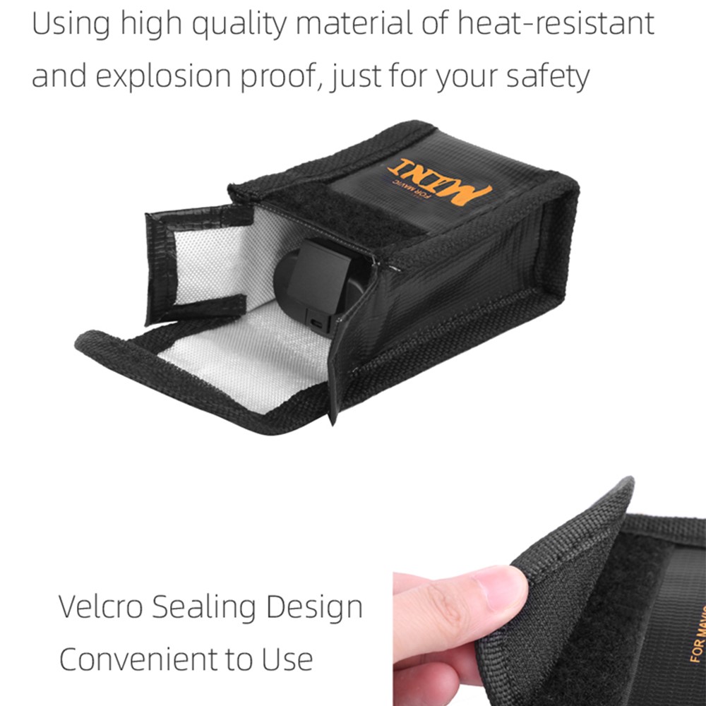 SUNNYLIFE DC294 Explosion-Proof Battery Safe Bag Fireproof Batteries Protective Storage Case for DJI Mini SE/2/Mavic Mini (1Pc Battery Version)-4