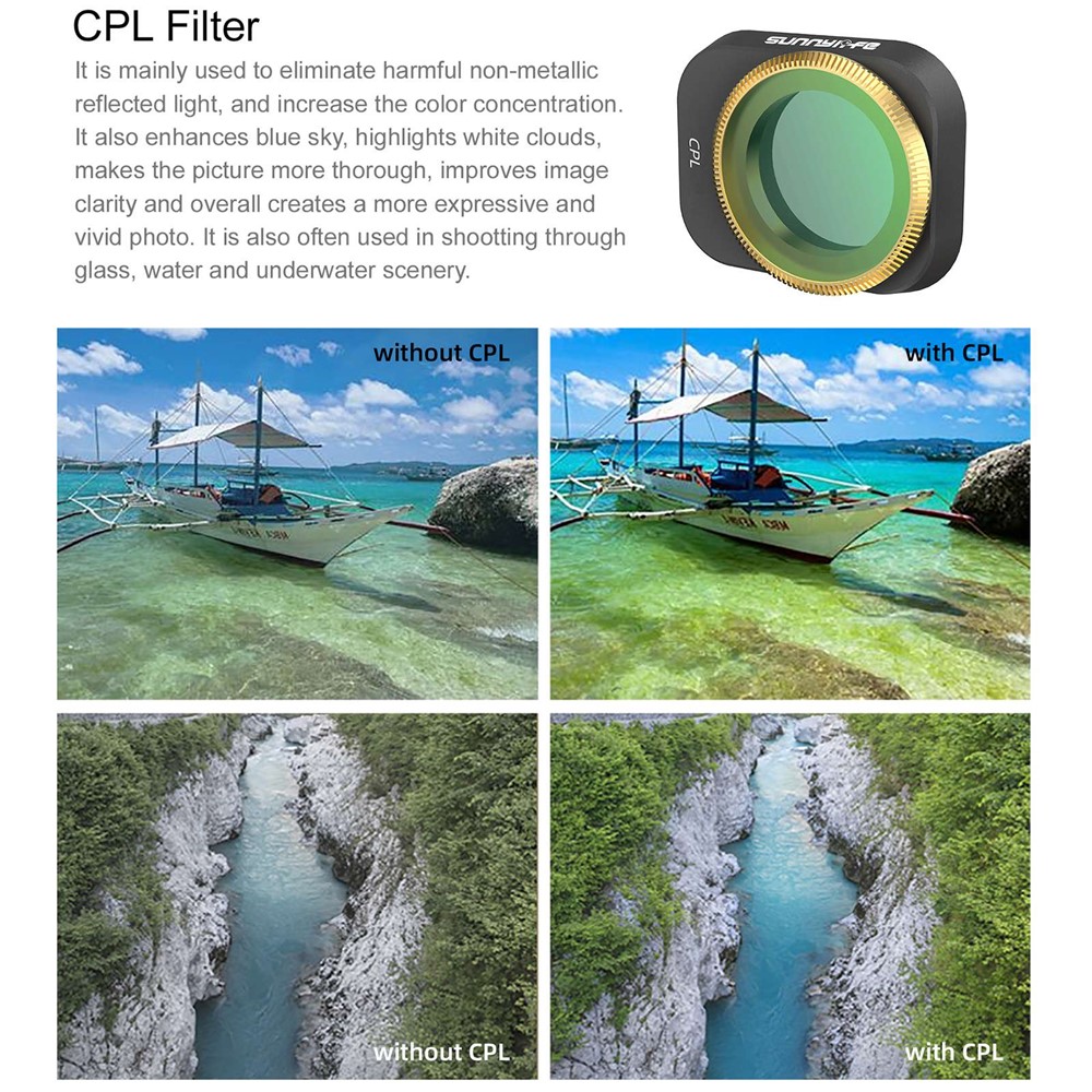 SUNNYLIFE MM3-FI415 For DJI Mini 3 Pro 3Pcs/Set CPL+ND8+ND16 Filters HD Optical Glass Camera Lens Filters-6