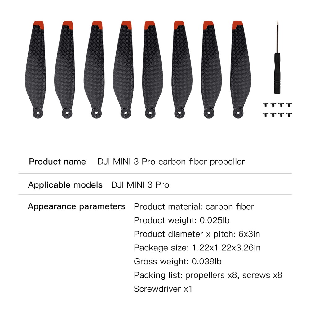 QISYKER 6030F 8PCS For DJI Mini 3 Pro Quadcopter Carbon Fiber Spare Blades RC Drone Propellers-11