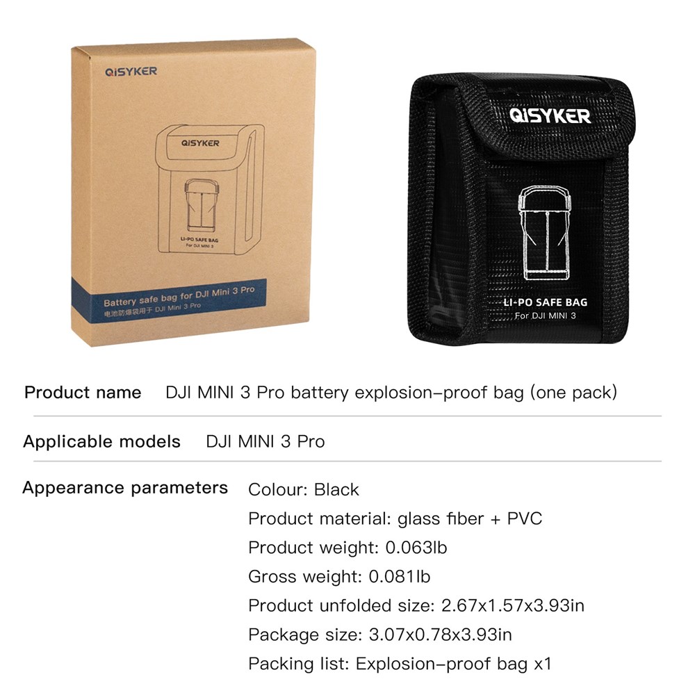 QISYKER Anti-explosion Protection Battery Storage Bag for DJI Mini 3 Pro (Suitable for 1Pc Battery)-5