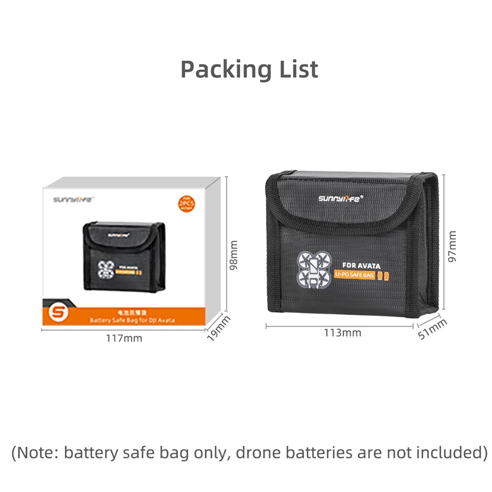 SUNNYLIFE AT-DC478 For DJI Avata 2-Battery Safety Storage Bag Explosion-proof Heat Resistant Lithium Battery Protective Pouch-7