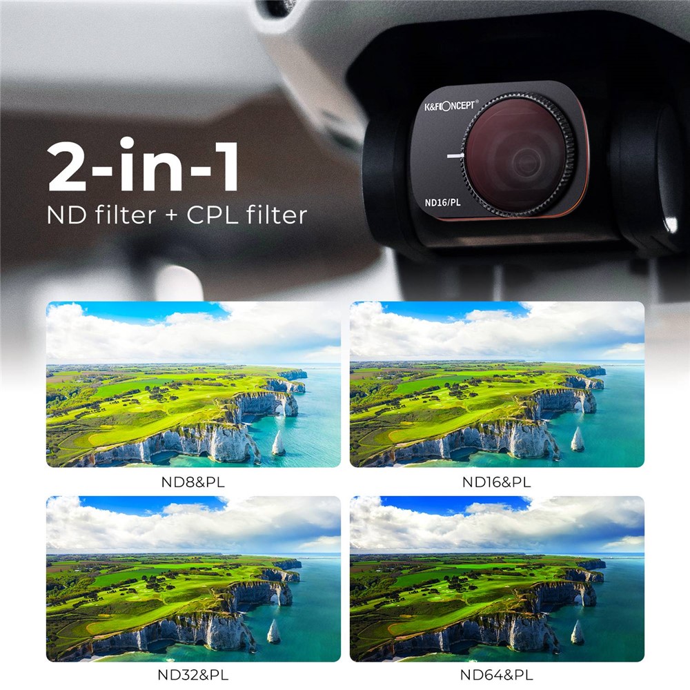 K&F CONCEPT 6Pcs For DJI Mini 1 / Mini 2 / SE 2-in-1 Filter Set, UV+ND4 / PL+ND8 / PL+ND16 / PL+ND32 / PL+ND64 / PL Multi-Coated Lens Filters-4