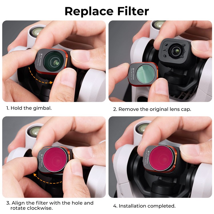 K&F CONCEPT 5Pcs For DJI Mini 3 Pro Filter with Propellers Set, UV+ND8 / PL+ND16 / PL+ND32 / PL+ND64 / PL Multi-Coated Lens Filters-11