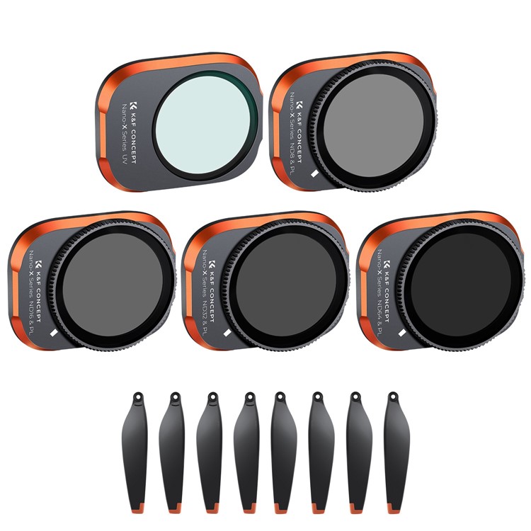 K&F CONCEPT 5Pcs For DJI Mini 3 Pro Filter with Propellers Set, UV+ND8 / PL+ND16 / PL+ND32 / PL+ND64 / PL Multi-Coated Lens Filters-12