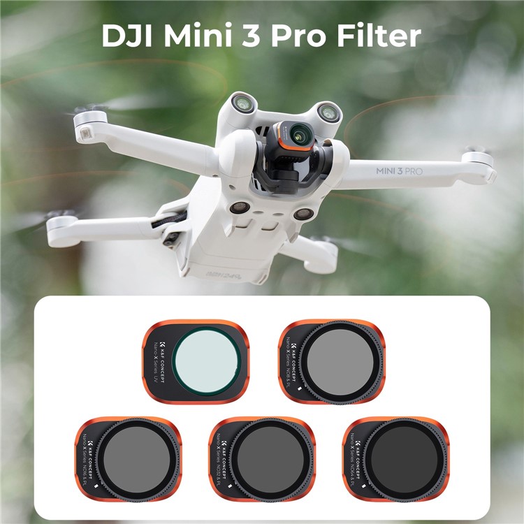 K&F CONCEPT 5Pcs For DJI Mini 3 Pro Filter with Propellers Set, UV+ND8 / PL+ND16 / PL+ND32 / PL+ND64 / PL Multi-Coated Lens Filters-2