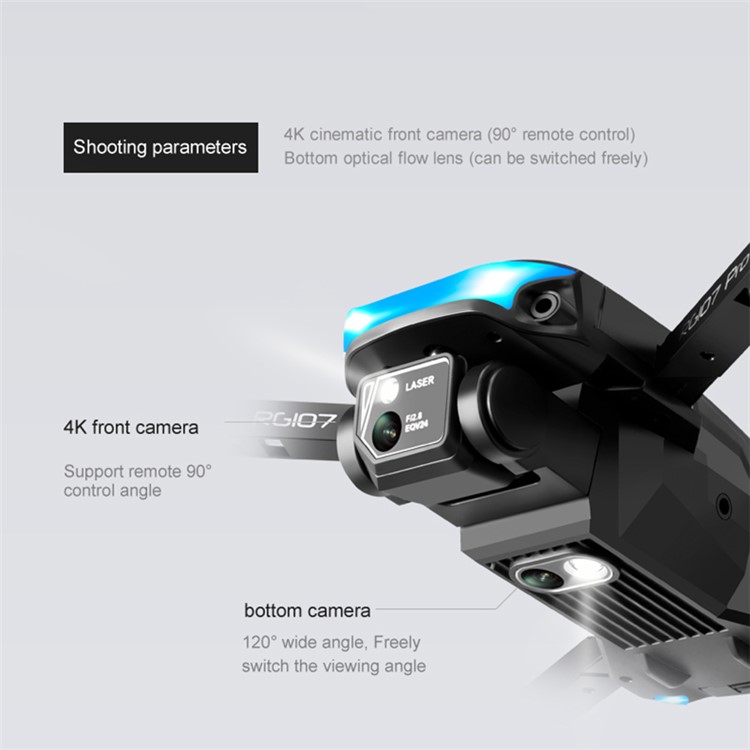 PJC Rg107pro Dual Camera Quadcopter Drohne Mit Dreiseitiger Hindernisvermeidung Optischer Strömungspositionierung, 3 Batterien - Schwarz-6