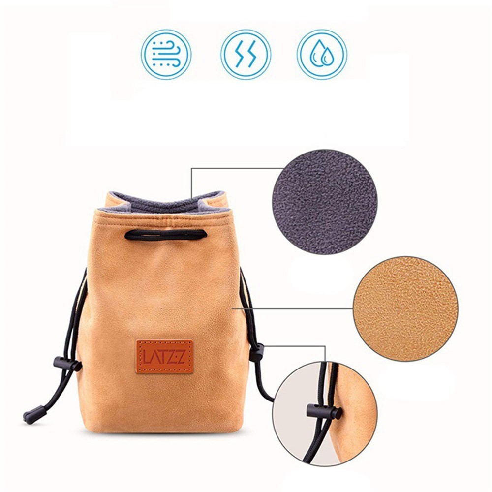 LATZZ Camera Drawstring Bag Vintage DSLR Camera Bag Soft Lens Daypack for Traveling - Blackish Green-3