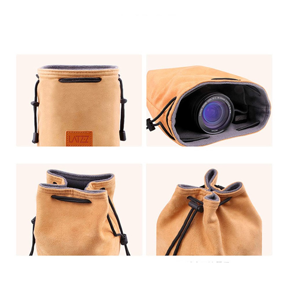 LATZZ Camera Drawstring Bag Vintage DSLR Camera Bag Soft Lens Daypack for Traveling - Blackish Green-4