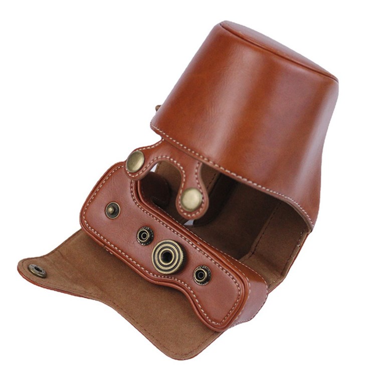 For Canon EOS M50/M50 Mark II Retro Style PU Leather Camera Bag Shockproof Protective Cover with Shoulder Strap - Brown-3
