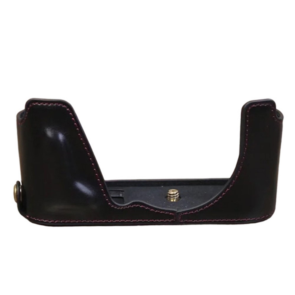 For Leica CL Replacement PU Leather Battery Opening Protective Bottom Cover Half Body Case - Black-1
