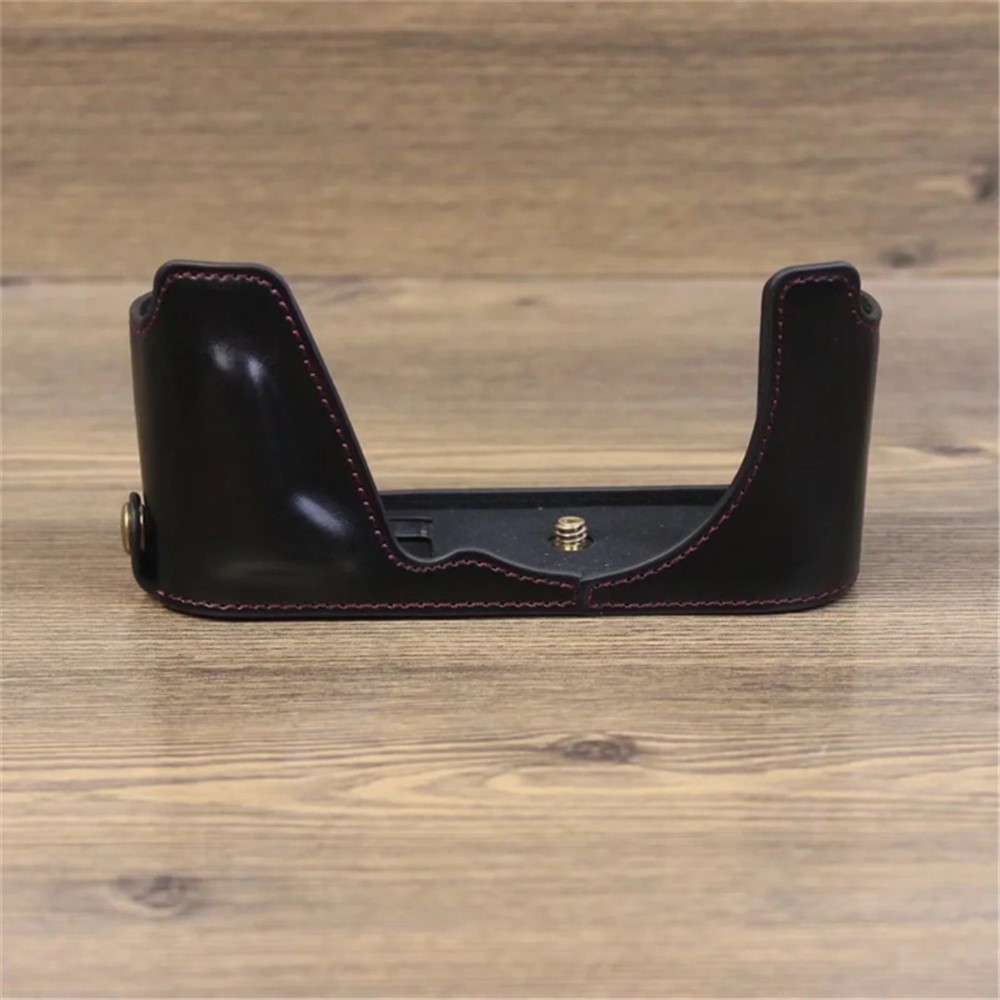 For Leica CL Replacement PU Leather Battery Opening Protective Bottom Cover Half Body Case - Black-3