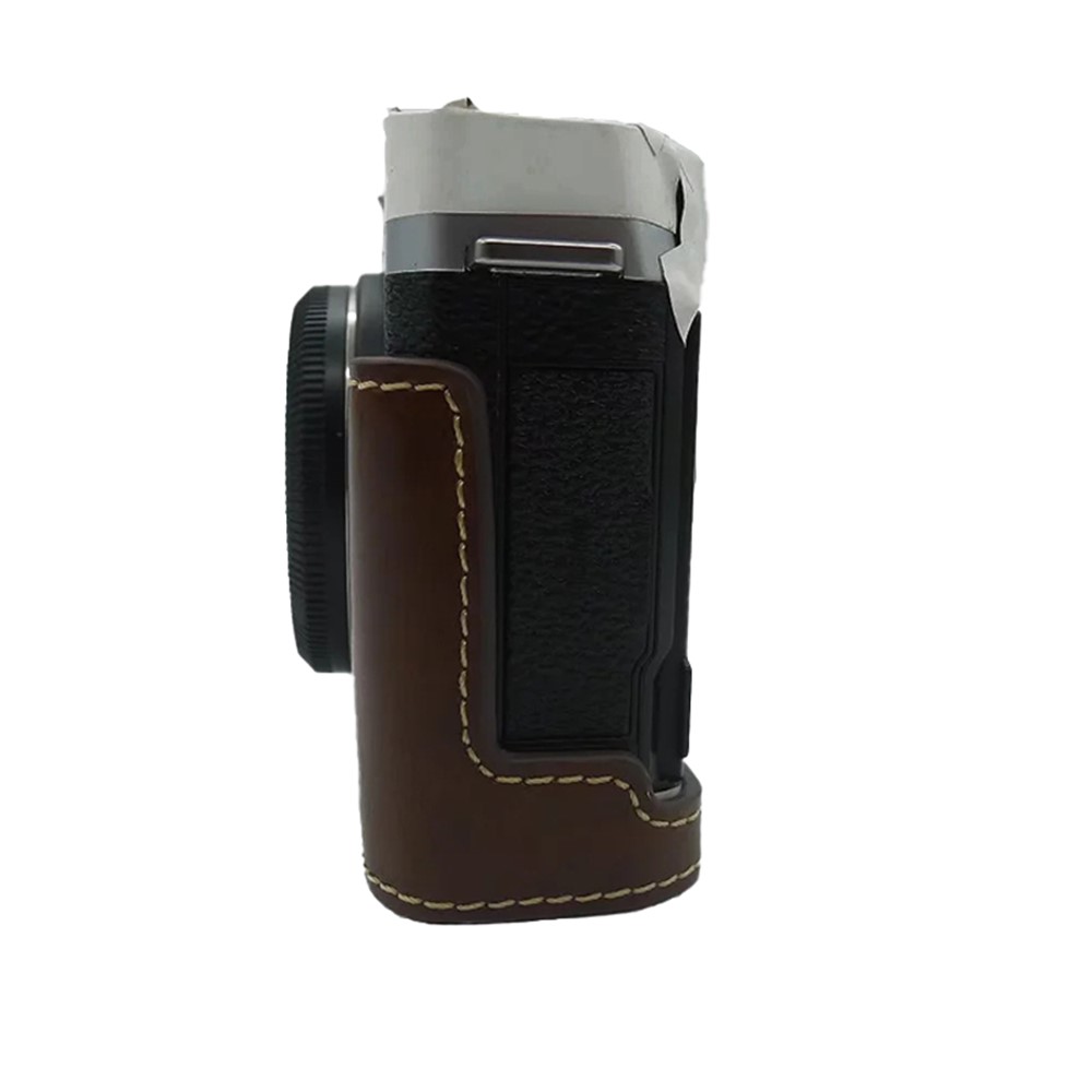 For Fujifilm X-E4 PU Leather Camera Bottom Case Battery Opening Design Protective Half Body Cover - Coffee-5