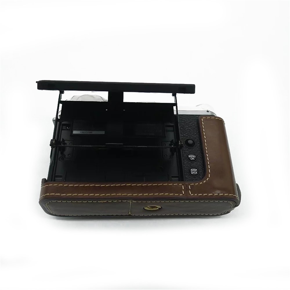 For Fujifilm X-E4 PU Leather Camera Bottom Case Battery Opening Design Protective Half Body Cover - Coffee-7